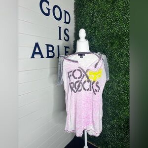 Fox Girls Pink Grey 'Fox Rocks' Graphic Tee